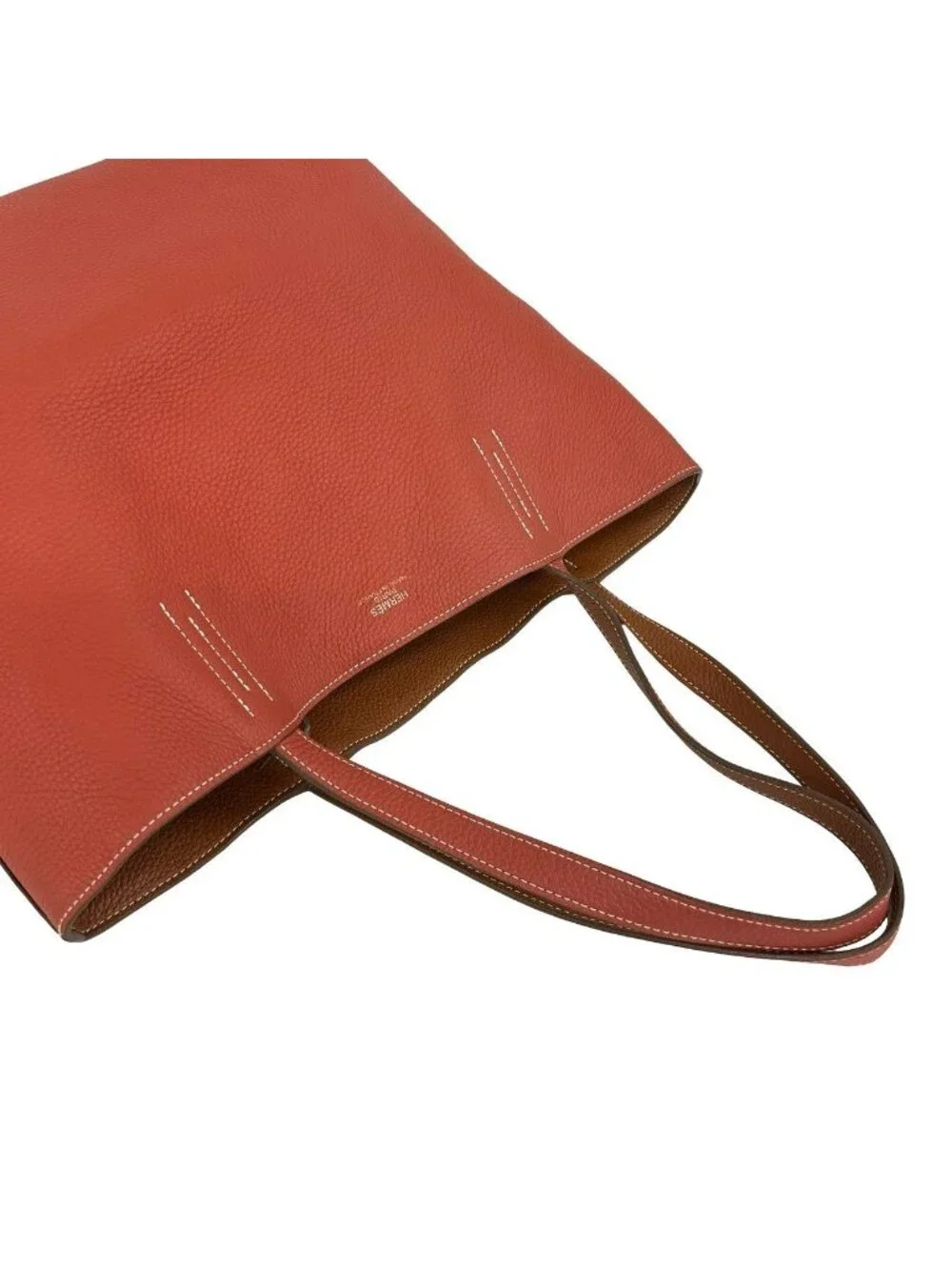 Hermes Double Sens 45 Taurillon Clemence Leather Tote Rose Jaipur Gold